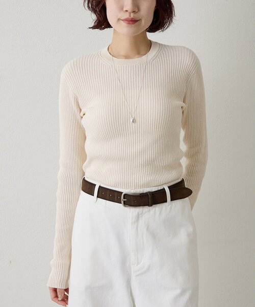 Whim Gazette（ウィムガゼット）の「ホールガーメントRIBプルオーバー（ニット/セーター・レディース・アイボリー/ネイビー・FREE）」の19枚目の写真