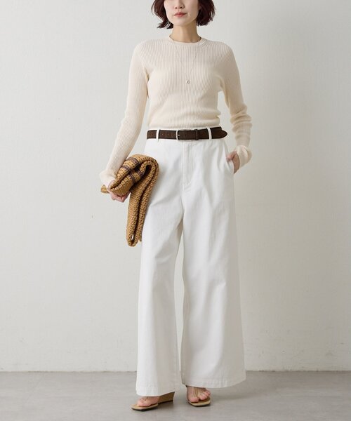 Whim Gazette（ウィムガゼット）の「ホールガーメントRIBプルオーバー（ニット/セーター・レディース・アイボリー/ネイビー・FREE）」の18枚目の写真