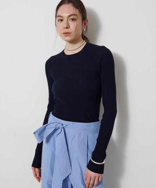 Whim Gazette（ウィムガゼット）の「ホールガーメントRIBプルオーバー（ニット/セーター・レディース・アイボリー/ネイビー・FREE）」の3枚目の写真