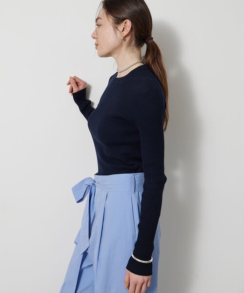 Whim Gazette（ウィムガゼット）の「ホールガーメントRIBプルオーバー（ニット/セーター・レディース・アイボリー/ネイビー・FREE）」の4枚目の写真
