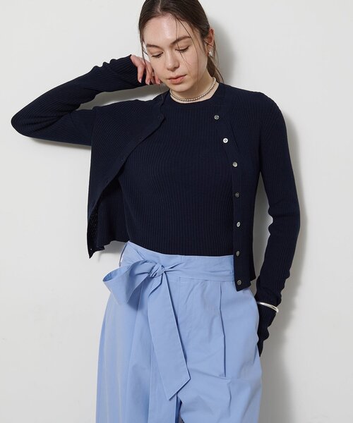 Whim Gazette（ウィムガゼット）の「ホールガーメントRIBプルオーバー（ニット/セーター・レディース・アイボリー/ネイビー・FREE）」の8枚目の写真