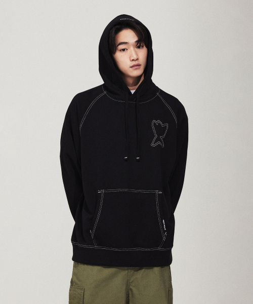 Stechki kikiro Golf hood black — черная спортивная толстовка с прострочкой