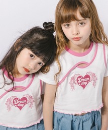 URBAN CHERRY（アーバンチェリー）の「【綿100% 吸水速乾】ハートエンジェルラメプリントカットクロップドTシャツ（Tシャツ/カットソー）」