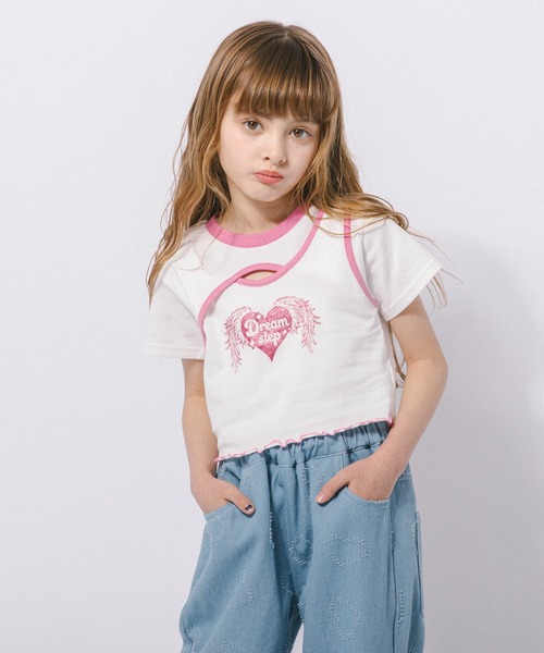 URBAN CHERRY(アーバンチェリー)の「【綿100%/吸水速乾】ハートエンジェルラメプリントカットクロップドTシャツ(Tシャツ/カットソー・キッズ・ホワイト/ブラック/ブルー・150cm/140cm/130cm/120cm/110cm)」の18枚目の写真