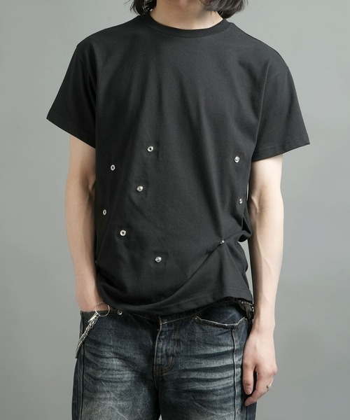 Starting Over(スターティングオーバー)の「マルチスナップボタン ショート丈 半袖Tシャツ / ギミック テック クロップドT【ユニセックス】(Tシャツ/カットソー・メンズ・ブラック/カーキブラウン/チャコール・M/L)」の1枚目の写真