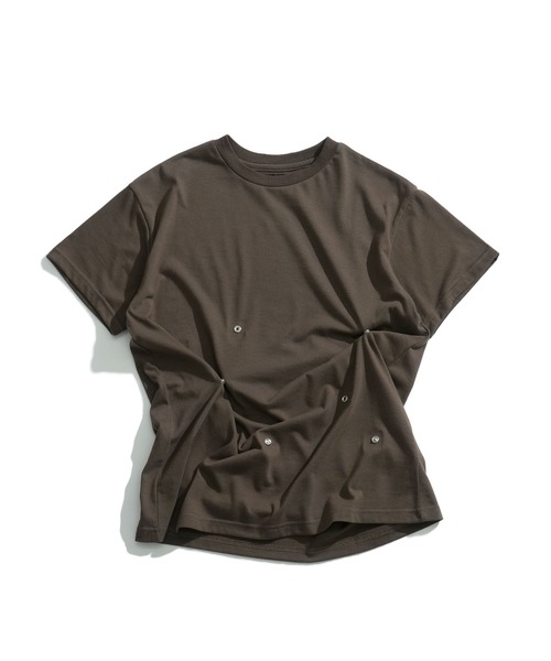 Starting Over(スターティングオーバー)の「マルチスナップボタン ショート丈 半袖Tシャツ / ギミック テック クロップドT【ユニセックス】(Tシャツ/カットソー・メンズ・ブラック/カーキブラウン/チャコール・M/L)」の7枚目の写真