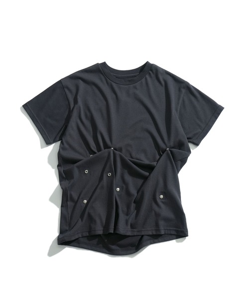 Starting Over(スターティングオーバー)の「マルチスナップボタン ショート丈 半袖Tシャツ / ギミック テック クロップドT【ユニセックス】(Tシャツ/カットソー・メンズ・ブラック/カーキブラウン/チャコール・M/L)」の9枚目の写真