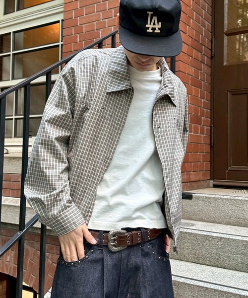 セール】CROPPED STUDDED CHECKED SHIRT JACKET／クロップドスタッズ