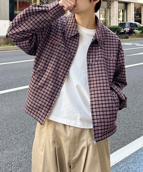 セール】CROPPED STUDDED CHECKED SHIRT JACKET／クロップドスタッズ