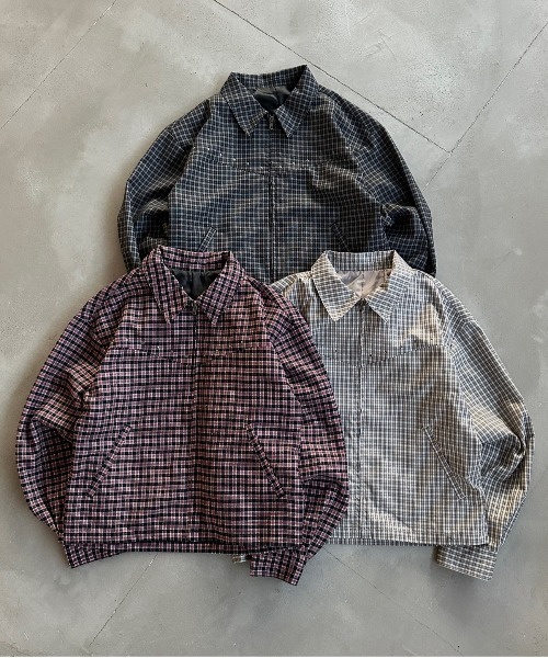 セール】CROPPED STUDDED CHECKED SHIRT JACKET／クロップドスタッズ
