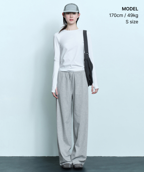 MUSINSA STANDARD WOMAN（ムシンサスタンダードウーマン）の「[UVプロテクション] ウィメンズクーリングジャージワイドパンツ [ミディアムグレー]（スウェットパンツ・レディース・その他・SMALL/MEDIUM/LARGE/X-SMALL）」の2枚目の写真