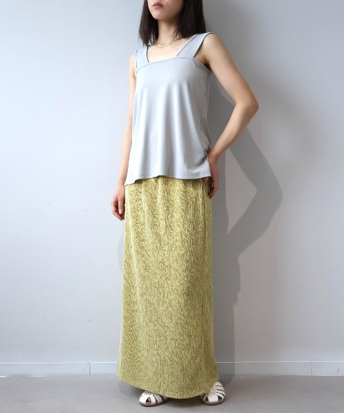 leswel(レスウェル)の「【M/L】メランジ楊柳ニットスカート(スカート・レディース・イエロー/ライトグレー/ブラウン・M/L)」の10枚目の写真