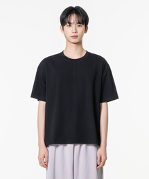 クロップフィットソロナクーリング機能性バックカット無地半袖Tシャツブラック