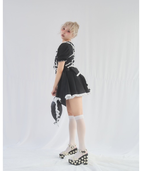 lilLilly（リルリリー）の「バックリボンダイバーワンピース（ワンピース・レディース・ホワイト/ブラック/グレー・FREE）」の14枚目の写真