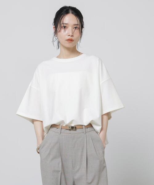 NANO universe(ナノユニバース)の「「Meaningful Continuity」coveross(R)ツイル調冷感プレーティング天竺Tシャツ(Tシャツ/カットソー・レディース・ベージュ/ホワイト/ブラック・FREE)」の18枚目の写真