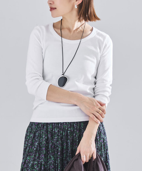 IENA(イエナ)の「オーガニックフライス7分袖プルオーバー(Tシャツ/カットソー・レディース・ブラウン/ホワイト/ブラック・FREE)」の2枚目の写真