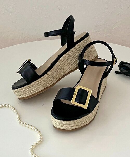 prose verse（プロズヴェール）の「バックルベルトジュート厚底サンダル（サンダル・レディース・ブラウン/ブラック・LARGE/SMALL/X-LARGE/MEDIUM）」の2枚目の写真