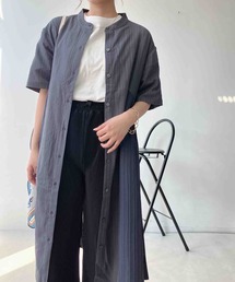 ◯サイド切り替えミックス半袖ワンピース