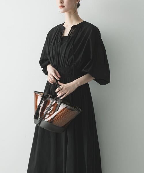 URBAN RESEARCH(アーバンリサーチ)の「マルチウェイクリアトートバッグ(かごバッグ・レディース・ブラウン/ブラック・-)」の3枚目の写真