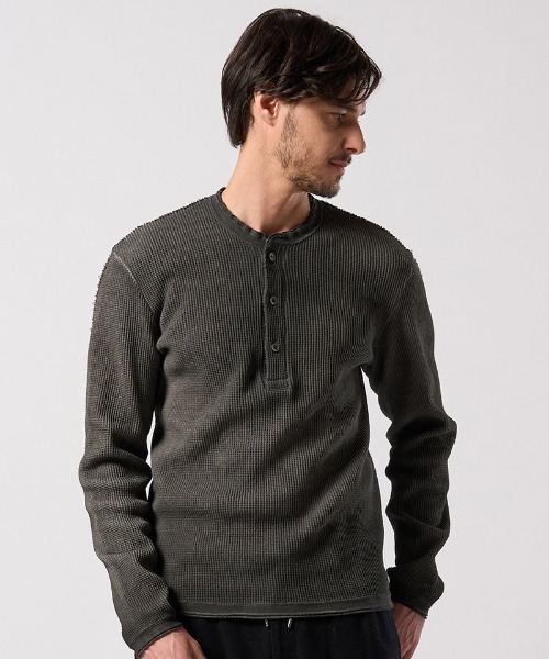wjk（ダヴルジェイケイ）の「mlt5659- waffle henley L-S ヘンリーネックカットソー(7140 wf19j)（Tシャツ/カットソー・メンズ・ブラック/チャコールグレー/ホワイト・S/M/L/XL）」の19枚目の写真