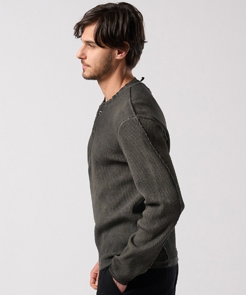 wjk（ダヴルジェイケイ）の「mlt5659- waffle henley L-S ヘンリーネックカットソー(7140 wf19j)（Tシャツ/カットソー・メンズ・ブラック/チャコールグレー/ホワイト・S/M/L/XL）」の20枚目の写真