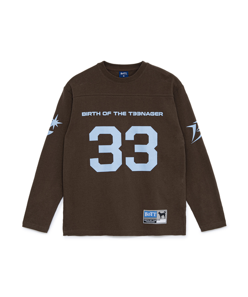BOTT(ボット)の「BoTT / ボット Cotton Football Shirt(Tシャツ/カットソー・メンズ・ブラウン/ピンク・MEDIUM/LARGE)」の2枚目の写真