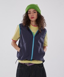 WISH FOR EVER（ウィッシュフォーエバー）の「DRAW CODE BICOLOR SHIRT HOOD VEST/ドローコードバイカラーシャツベスト（ベスト）」