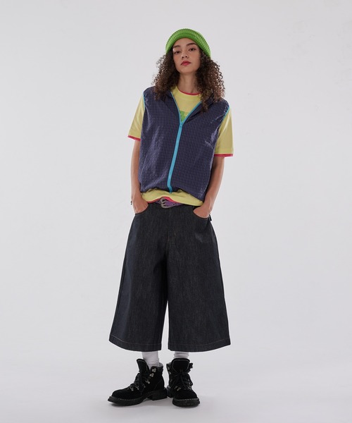 WISH FOR EVER(ウィッシュフォーエバー)の「DRAW CODE BICOLOR SHIRT HOOD VEST/ドローコードバイカラーシャツベスト(ベスト・メンズ・パープル/グリーン/ブルー・LARGE/SMALL/MEDIUM)」の9枚目の写真