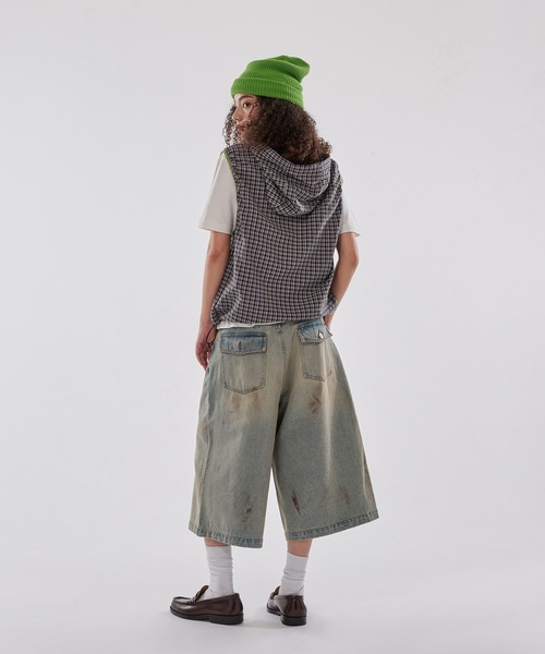 WISH FOR EVER(ウィッシュフォーエバー)の「DRAW CODE BICOLOR SHIRT HOOD VEST/ドローコードバイカラーシャツベスト(ベスト・メンズ・パープル/グリーン/ブルー・LARGE/SMALL/MEDIUM)」の10枚目の写真