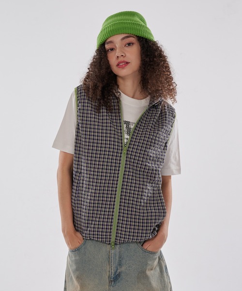 WISH FOR EVER(ウィッシュフォーエバー)の「DRAW CODE BICOLOR SHIRT HOOD VEST/ドローコードバイカラーシャツベスト(ベスト・メンズ・パープル/グリーン/ブルー・LARGE/SMALL/MEDIUM)」の12枚目の写真