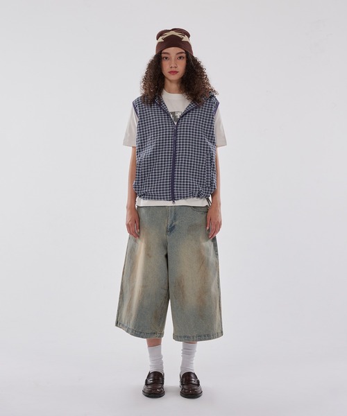 WISH FOR EVER(ウィッシュフォーエバー)の「DRAW CODE BICOLOR SHIRT HOOD VEST/ドローコードバイカラーシャツベスト(ベスト・メンズ・パープル/グリーン/ブルー・LARGE/SMALL/MEDIUM)」の17枚目の写真