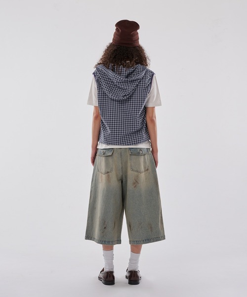WISH FOR EVER(ウィッシュフォーエバー)の「DRAW CODE BICOLOR SHIRT HOOD VEST/ドローコードバイカラーシャツベスト(ベスト・メンズ・パープル/グリーン/ブルー・LARGE/SMALL/MEDIUM)」の18枚目の写真