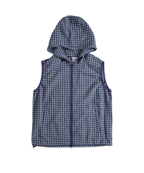 WISH FOR EVER(ウィッシュフォーエバー)の「DRAW CODE BICOLOR SHIRT HOOD VEST/ドローコードバイカラーシャツベスト(ベスト・メンズ・パープル/グリーン/ブルー・LARGE/SMALL/MEDIUM)」の6枚目の写真