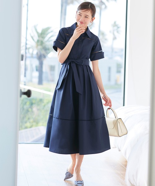 RUIRUE BOUTIQUE(ルイルエブティック)の「洗える | シャツワンピース | ワンピース・夏ワンピース・ロングワンピース・リゾートワンピース・デザインワンピース・フレアスカート(シャツワンピース・レディース・ブラック/ネイビー/ホワイト・S/M/L)」の3枚目の写真