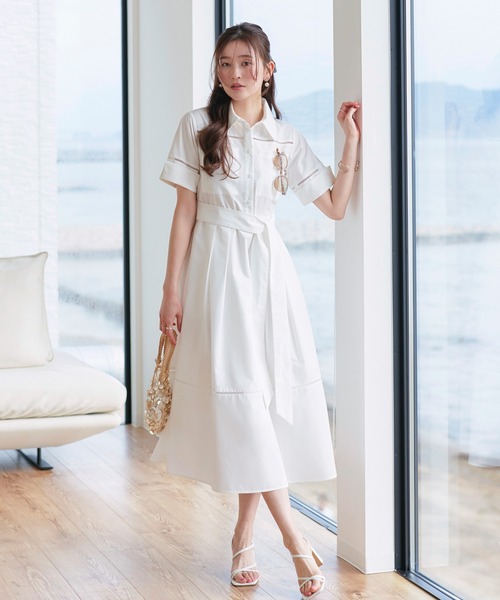 RUIRUE BOUTIQUE(ルイルエブティック)の「洗える | シャツワンピース | ワンピース・夏ワンピース・ロングワンピース・リゾートワンピース・デザインワンピース・フレアスカート(シャツワンピース・レディース・ブラック/ネイビー/ホワイト・S/M/L)」の1枚目の写真