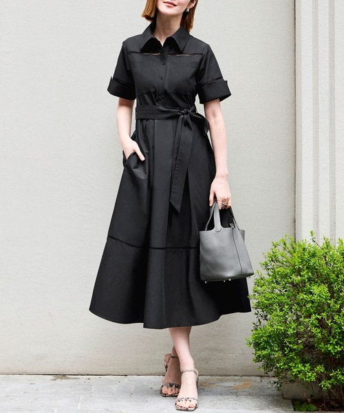 RUIRUE BOUTIQUE(ルイルエブティック)の「洗える | シャツワンピース | ワンピース・夏ワンピース・ロングワンピース・リゾートワンピース・デザインワンピース・フレアスカート(シャツワンピース・レディース・ブラック/ネイビー/ホワイト・S/M/L)」の2枚目の写真