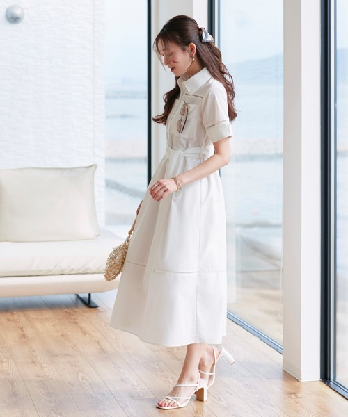 RUIRUE BOUTIQUE(ルイルエブティック)の「洗える | シャツワンピース | ワンピース・夏ワンピース・ロングワンピース・リゾートワンピース・デザインワンピース・フレアスカート(シャツワンピース・レディース・ブラック/ネイビー/ホワイト・S/M/L)」の4枚目の写真
