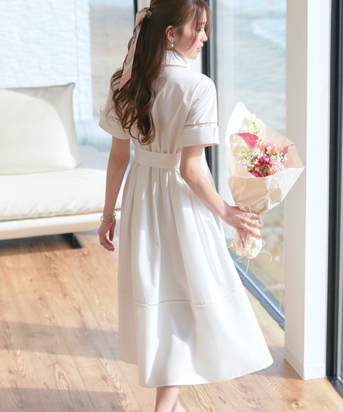 RUIRUE BOUTIQUE(ルイルエブティック)の「洗える | シャツワンピース | ワンピース・夏ワンピース・ロングワンピース・リゾートワンピース・デザインワンピース・フレアスカート(シャツワンピース・レディース・ブラック/ネイビー/ホワイト・S/M/L)」の6枚目の写真