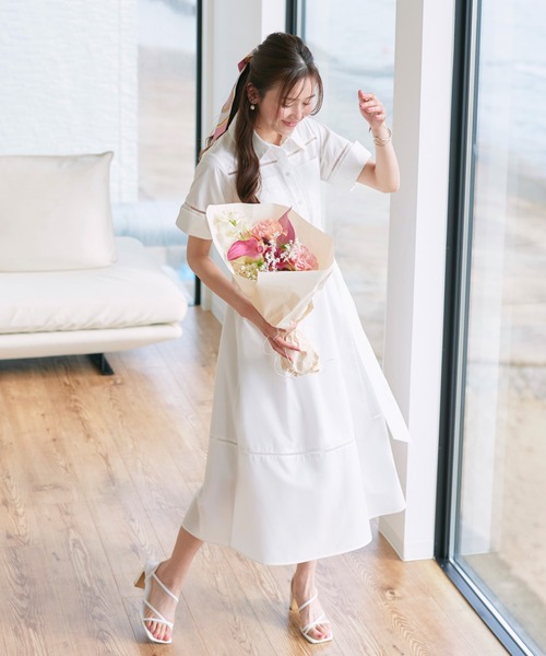 RUIRUE BOUTIQUE(ルイルエブティック)の「洗える | シャツワンピース | ワンピース・夏ワンピース・ロングワンピース・リゾートワンピース・デザインワンピース・フレアスカート(シャツワンピース・レディース・ブラック/ネイビー/ホワイト・S/M/L)」の7枚目の写真