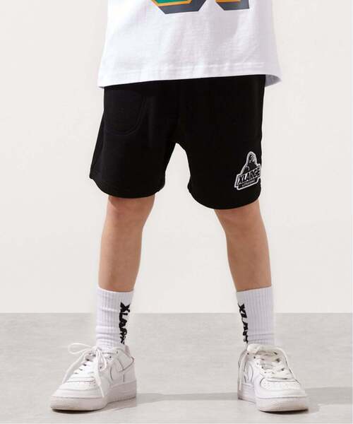 XLARGE KIDS(エクストララージキッズ)の「ウエストロゴ ワッフル素材ショートパンツ(その他パンツ・キッズ・ブルー/グレー/ブラック・130cm/140cm/80cm/90cm/100cm/110cm/120cm)」の1枚目の写真