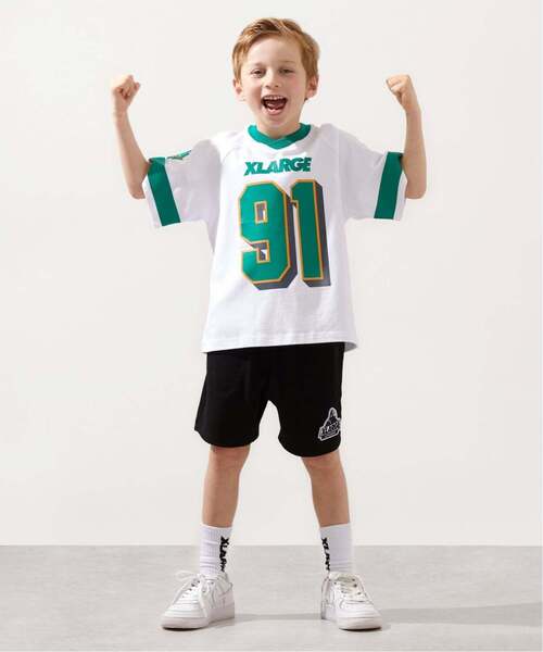 XLARGE KIDS(エクストララージキッズ)の「ウエストロゴ ワッフル素材ショートパンツ(その他パンツ・キッズ・ブルー/グレー/ブラック・130cm/140cm/80cm/90cm/100cm/110cm/120cm)」の4枚目の写真