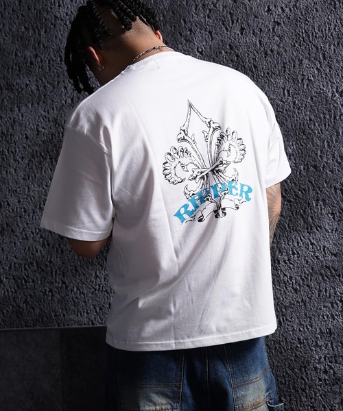 RIPPER(リッパー)の「【RIPPER】ボーン リリー Tee / Bone Lily Tee(Tシャツ/カットソー・メンズ・チャコールグレー/ブラック/ホワイト・M/L/XL)」の2枚目の写真