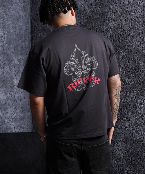 RIPPER(リッパー)の「【RIPPER】ボーン リリー Tee / Bone Lily Tee(Tシャツ/カットソー・メンズ・チャコールグレー/ブラック/ホワイト・M/L/XL)」の1枚目の写真