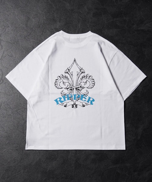 RIPPER(リッパー)の「【RIPPER】ボーン リリー Tee / Bone Lily Tee(Tシャツ/カットソー・メンズ・チャコールグレー/ブラック/ホワイト・M/L/XL)」の6枚目の写真