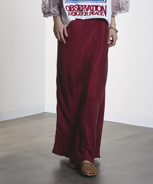 ROSE BUD（ローズバッド）の「FIBRIL SKIRT（スカート・レディース・オフホワイト/チャコールグレー/バーガンディー・M/S）」の3枚目の写真