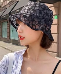 ampm（エーエムピーエム）の「花柄シアーレースバケットハット（ハット）」