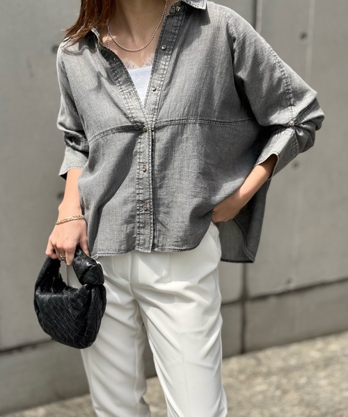 日焼け・冷房対策】シアーデニムバックフレアシャツ Emma Taylor
