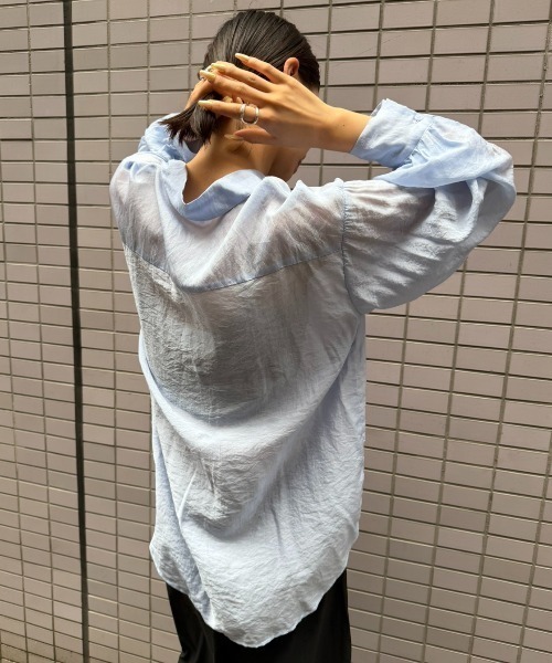 AIC.(エーアイシー)の「シアーポプリンボリュームスリーブシャツ(シャツ/ブラウス・レディース・サックスブルー/ブラック/アイボリー/ピンク/ブラウン・FREE)」の8枚目の写真