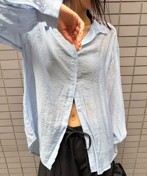 AIC.(エーアイシー)の「シアーポプリンボリュームスリーブシャツ(シャツ/ブラウス・レディース・サックスブルー/ブラック/アイボリー/ピンク/ブラウン・FREE)」の7枚目の写真