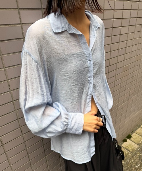 AIC.(エーアイシー)の「シアーポプリンボリュームスリーブシャツ(シャツ/ブラウス・レディース・サックスブルー/ブラック/アイボリー/ピンク/ブラウン・FREE)」の9枚目の写真